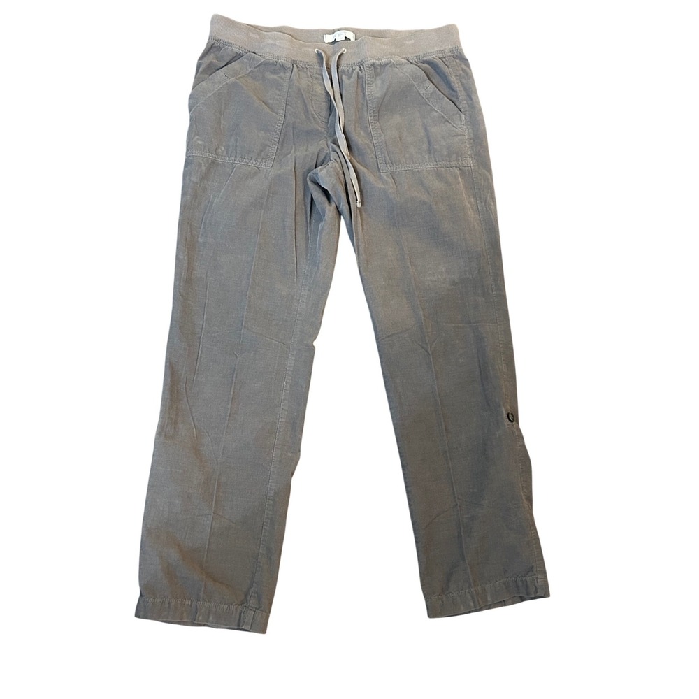 LOFT Gray Corduroy Drawstring Cropped Pants Size 10